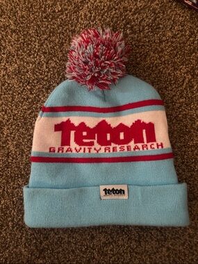 Teton Gravity Research Beanie - Light Blue & Red